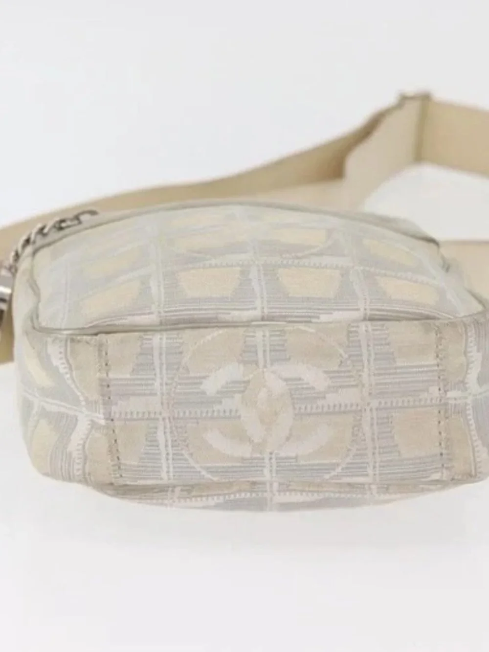 CHANEL New Travel line Shoulder Bag Nylon Beige CC Auth ka3980A